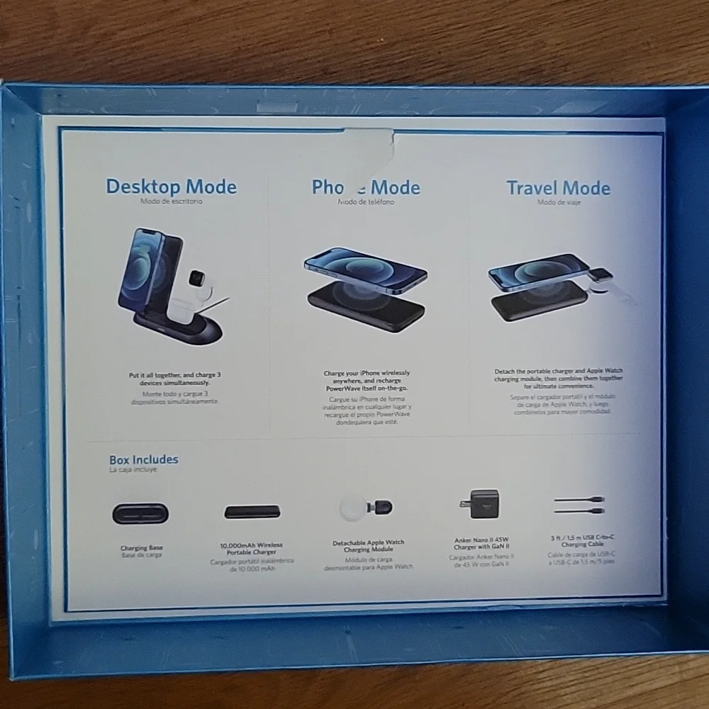 ANKER Power Wave Go multi device wireless charging station MFi 3 in 1 stand New